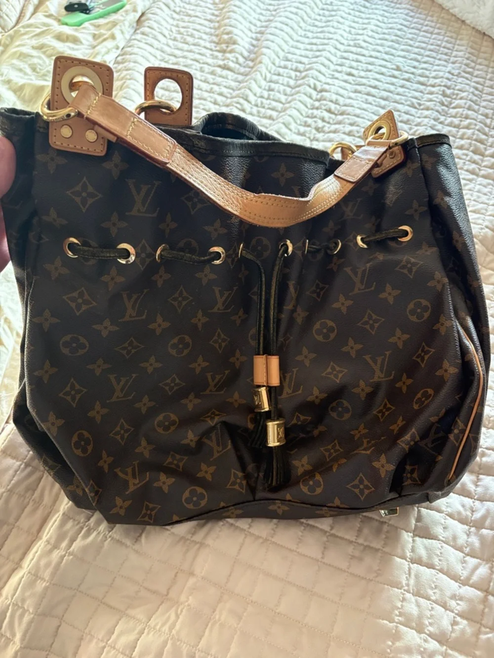 Louis Vuitton Irene Monogram Brown and Tan Drawstring Shoulder Bag